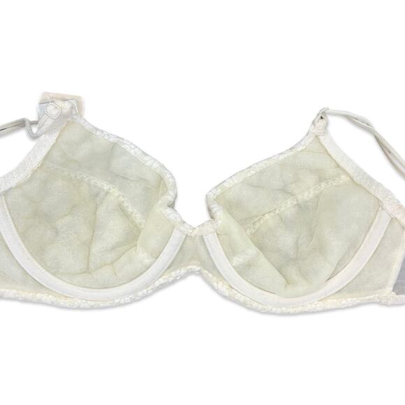 Vintage Maidenform Cream French Demi Daisy Floral Underwire Bra size 38B NEW Tag - Picture 7 of 8